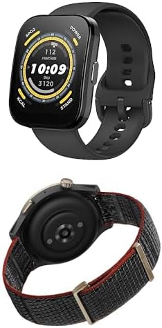 Bundle of Amazfit Bip 5 Smartwatch (Black) + 22mm Nylon Replacement (Black)