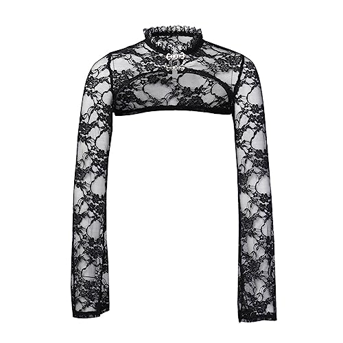 Image of Bolero Shrug Top Trad Goth Black Shawls and Wraps for Evening Dresses Short Cardigan