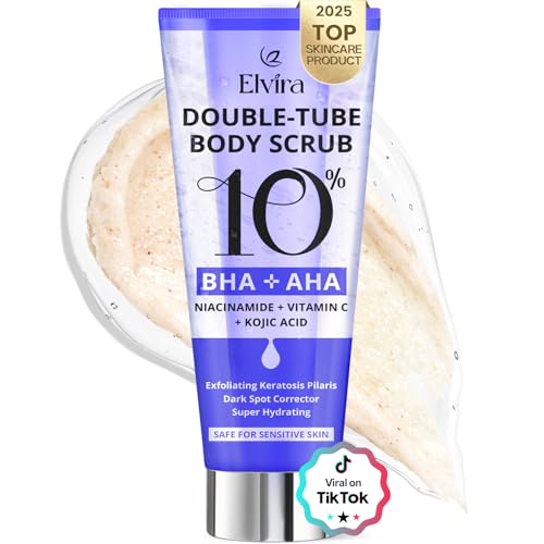 Elvira KP Bump Eraser - Exfoliante corporal exfoliante para queratosis pilaris, piel suave con 10% AHA/BHA y niacinamida, hidratante e iluminador, productos para el cuidado corporal, limpieza profunda