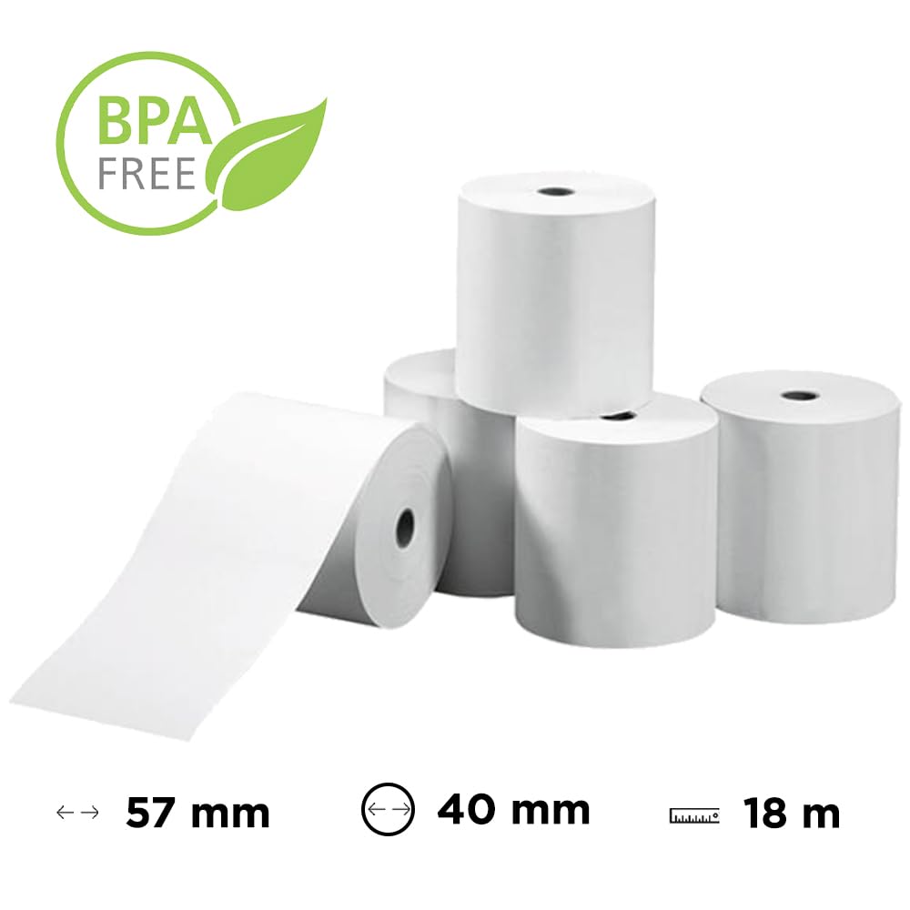Bobine Papier Thermique 57x40x12 Pour TPE, CB - Longueur: ~17 Mètres - Sans BPA