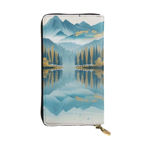 DaihAnle Serene Autumn Forest and Mountain ﻿Hand-Held Wallet Fashionable Long Microfiber Leather Large Capacity