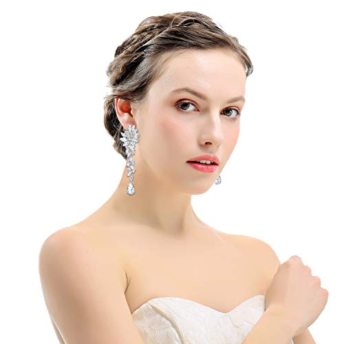 Mecresh MEH1566-CLIP Bridal Clip On Dangle Elegant Earrings thumb #1