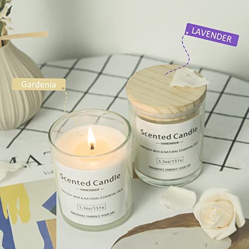 Scented Candles Gift Set For Women: Glass Aromatherapy Can Burn 40 Hours Household Aromatherapy Soy Wax Jar 5.3 Oz Scented For Bathing Yoga Meditation Perfect Birthday Christmas Gifts 2 Pack #TOP2