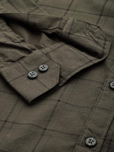 Image of Majestic Man Men Comfort Slim Fit Opaque Checked Pure Cotton Casual Shirt