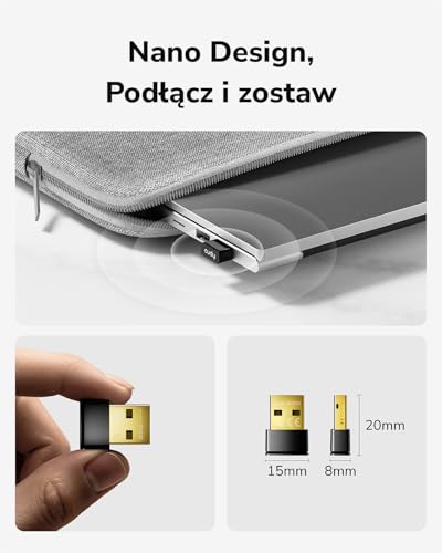 Cudy Adapter USB Bluetooth do komputera, odbiornik Bluetooth 5.3, Plug and Play, rozmiar nano, obsługuje Windows 11/10/8.1/7 do komputera stacjonarnego, laptopa, drukarki