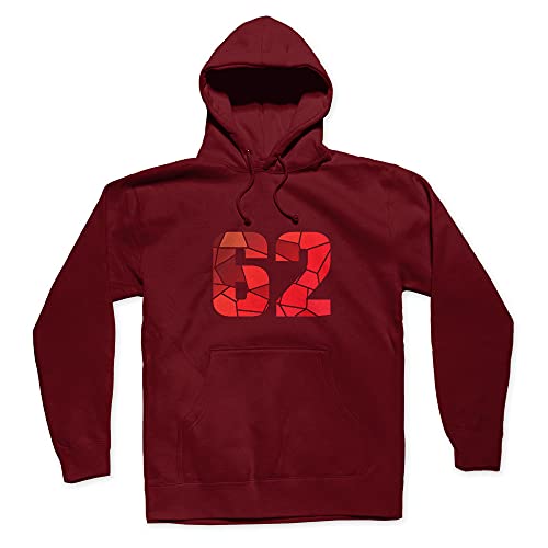 Sweat à capuche bordeaux unisexe 62 Number hoodie homme sweatshirt femme