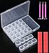28 Grids Diamond Embroidery Box, KALOLARY Storage Case for Diamond Painting Rhinestone, Mosaic kits, Diamond Stones Dividers Box Organizer (3xDiamond Stitch Pen, 10x Glue)