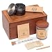 Produktbild Stash Box Kit aus Bambus Getrocknete Kräuter Aufbewahrung Zubehör Set mit Grinder, Geruchsabsorber Inkl. 2 luftdichten Behältern, Stopfwerkzeug und Tablett