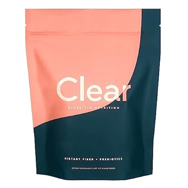 AMAZON - Clear Digestive Fiber Powder, 100% Natural Fiber Supplement, Psyllium Husk Powder for Constipation Relief, Bloating Relief & Gut Health, Soluble Fiber & Insoluble Fiber, Fiber Powder – 30 Servings