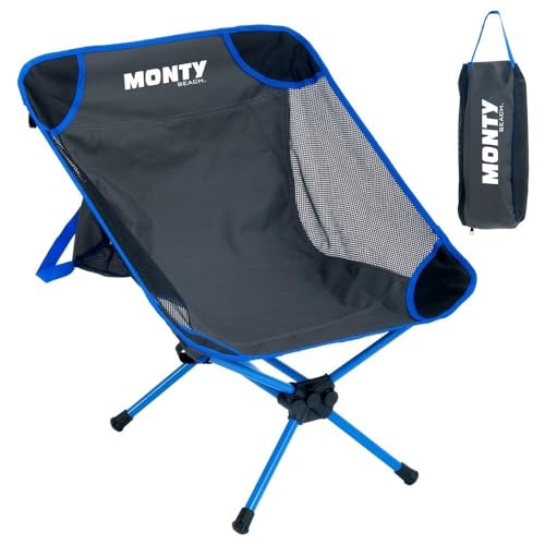 LOLAhome Silla Camping Playa, Plegable y Desmontable, Estructura Acero Pintura Epoxi anticorrosión y Tejido Oxford 600 D Azul, con Bolsa de Transporte pequeñas Dimensiones