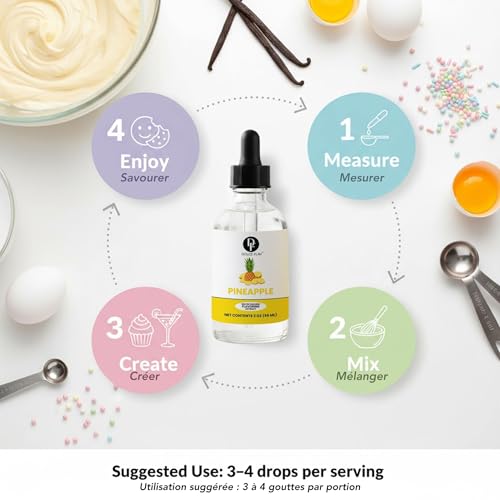 Image of Dolce Flav Natural Pineapple Extract - 2 oz Water-Soluble Pure Pineapple Flavoring Drops for Baking, Drinks & Desserts | Highly Concentrated | Sugar Free | Allergen Free | Made in USA