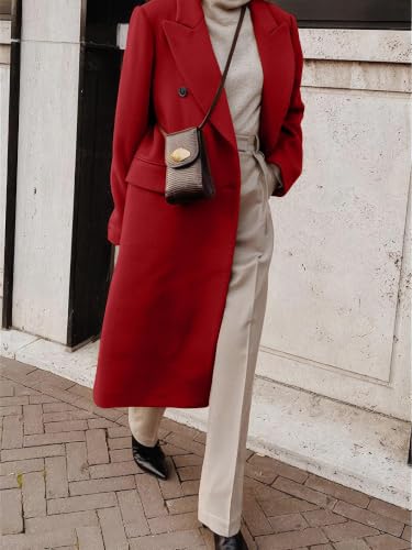 Image of IDEALSANXUN Womens Long Wool Coats Fall Winter Double Breasted Trench Coat Peacoat
