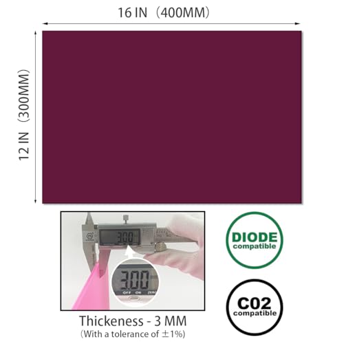 Image of 2pcs Pastel Cell Cast Acrylic Sheet Dark Purple 1 /8inch (3mm) 11.8x15.7 300x400mm Glossy Matte Laserable Plexiglass Sheets Plasitc Board for Laser Cutting Engraving DIY Project