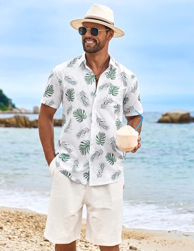 COOFANDY Men's Hawaiian Shirt Short Sleeve Casual Button Down Tropical Summer Beach Aloha Shirts3
