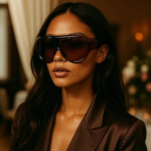 Oversized Pilot Sunglasses Women Big Frame Luxury Round Sun Glasses For Ladies Outdoor Eyewear Shades UV4003