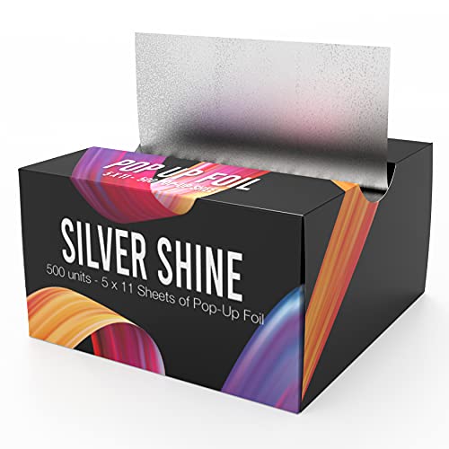 Creative Foil - Silver Shine Pop Up Hair Foil, Aluminum Foil Sheets, Hair Foils For Highlighting - 500 Foil Sheets by Concentrics