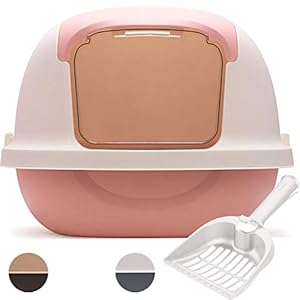 BPS Aseo Cerrado para Gato Arenero Cubierto Sanitaria Bandeja Arena con Pala para Mascotas Gatos 3 Colores 51 x 37 x 43 cm (Durazno) BPS-5593DR