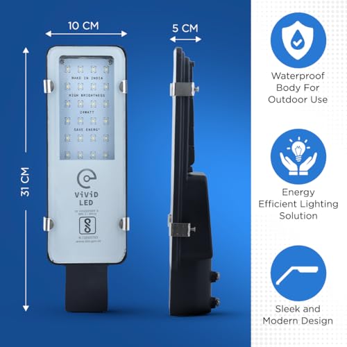 Image of 24w LED Street Light Outdoor Waterproof IP65 | High Brightness Energy Saving LED Lamp for Street, Garden, Parking & Security Lighting | BIS Certified | Made in India