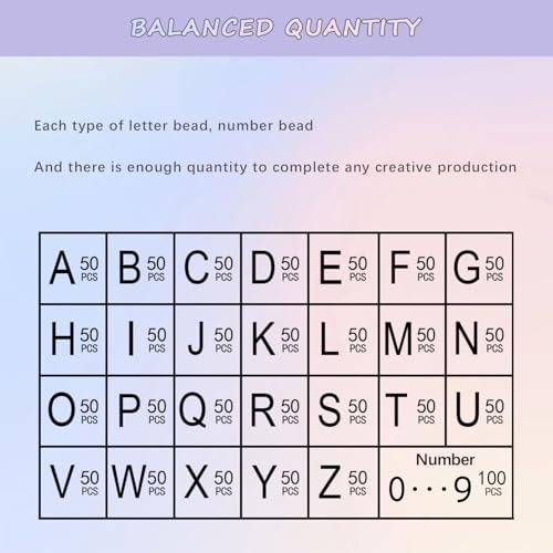 Image of Looconi 1400pcs Letter Beads Silver 7x4mm Black on Silver for Jewelry Making Bracelet Hair Braids Crafts