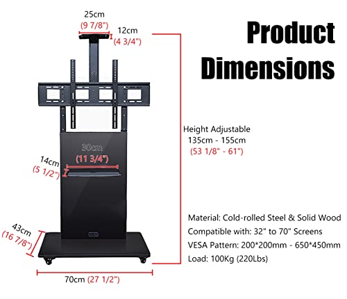 Soporte Móvil Universal para TV 32" a 70" Negro miniatura 7