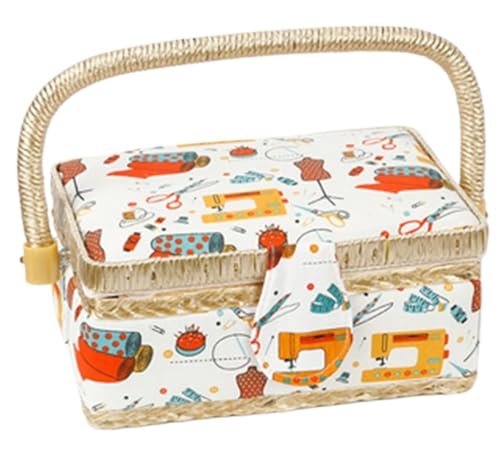 Panier à couture imprimé floral avec plateau amovible et kit de rangement