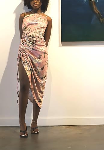 Image of Club Dress Sexy Dress for Women Wedding Party Birthday Cocktail Spaghetti Strap Satin Side Ruched Midi Mini Dress