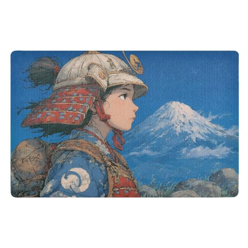 Felpudos Lámina De Anime Samurái Absorbentes Felpudo Interior Suaves Alfombra De Entrada para Cocina Portón Oficina 40X60 Cm