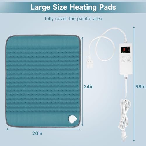 Image of Electric Heating Pad for Back Period Pain & Relax, Christmas Mother Father Day Gifts for Women Mom Older, Portable Heating Pad for Shoulder Neck with 4 Timer & 6 Fast Heat Up