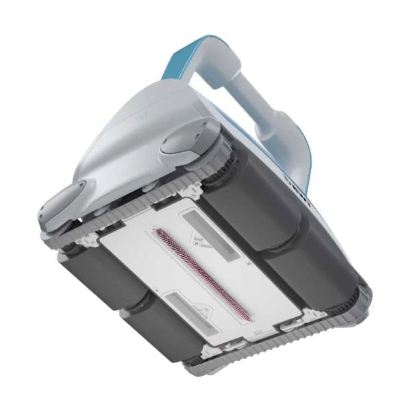 KURIL AQUABOT BWT P500 LED Robot limpiafondos para Piscina – Succión 19 m³/h, filtros 4D, navegación Inteligente, LED Azul, Limpieza Completa, con Carro y Cepillo Vibrante