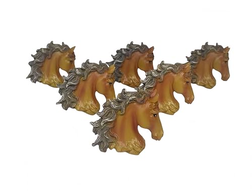 Amyoxu Horse Handle Vintage Western Cowboy Hand Painted Resin Drawer Pulls Cabinet Knobs Wardrobe Handles Kitchen Home Decoration (Pack of 6)
