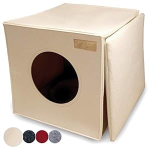 KaraLuna Katzenhöhle Filz fürs Regal z.B. Kallax oder Expedit I Kuschelhöhle Regal I Katzenhöhle für 2 Katzen oder große Katzen I Katzen Schlafplatz Katzenkorb Filz (Beige)