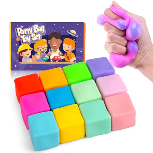 YAKHAN 12PCS Color-Changing Stress Cube - Soft, Squeezeable Stress Relief Balls for Relaxation, Ages, Ideal for Parties, Home, Classroom, and Office Use, Slow-Rebound Design, Portable