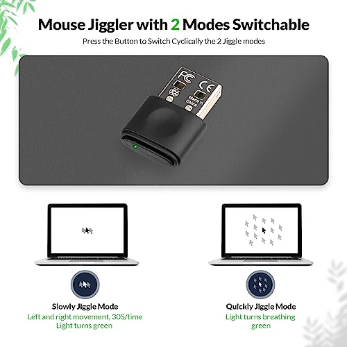 Rii Mouse Jiggler Nicht Nachweisbar, USB Mouse Mover mit EIN/AUS-Schalter und 2Jiggler-Modi, Treiberfreier Mausbeweger homeoffice Wackelmaus, Plug and Play, Hält Computer/Laptop Wach, Schwarz 5