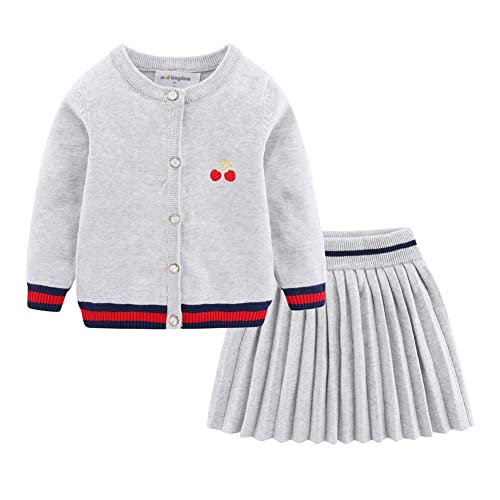 Image of Mud Kingdom Cute Little Girls Ribbed Knit Cardigan Skirt Set School Style