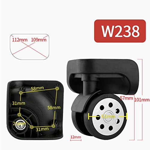 Luggage Wheels,Universal Luggage Casters,1 Pair Luggage Wheel Replacement Spare Spinner Caster for Suitcase Wheel Repair (W238)4