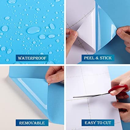 Image of Vinyl Contact Paper Decorative for Cabinets Countertops Kitchen Shelves Liner Self Adhesive Film Peel and Stick Waterproof Removable Wallpaper (Inches 24 x 96, Matte Sky Blue)
