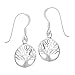 .925 Sterling Silver Round Filigree Tree of Life Dangle French Wire Earrings
