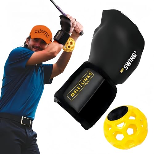 VoxSveldra Golf Swing Trainer,Golf Wrist Training Aid,Golf Wrist Hinge Trainer, Golf Swing Training Aid，Golf Swing Trainer Ball，Golf Swing Posture Corrector for Right-Handed Beginners (Yellow)