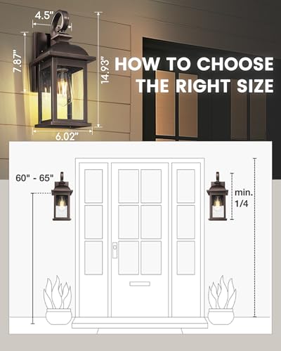 Image of FEMILA Outdoor Wall Lantern Oil Rubbed Bronze, Exterior Wall Light Sconce with Seeded Glass, Front Porch Light Fixture for Outdoor Garage, Patio House, 4FD54B ORB