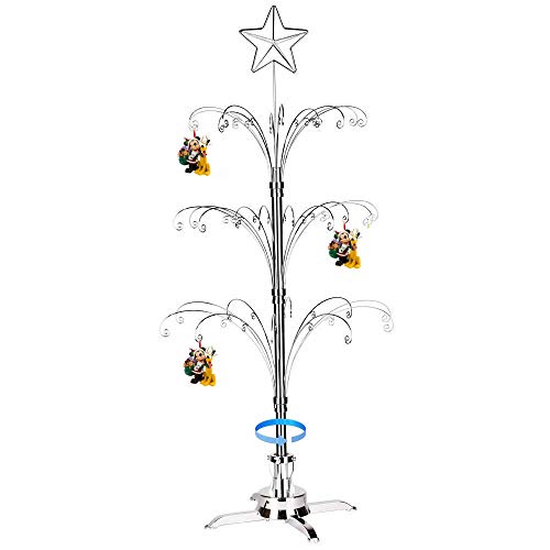 Hohiya Artificial Christmas Tree Rotating Metal Ornament Decorations Stand 60 Hooks 3 To 4 Feet(Silver) #TOP5