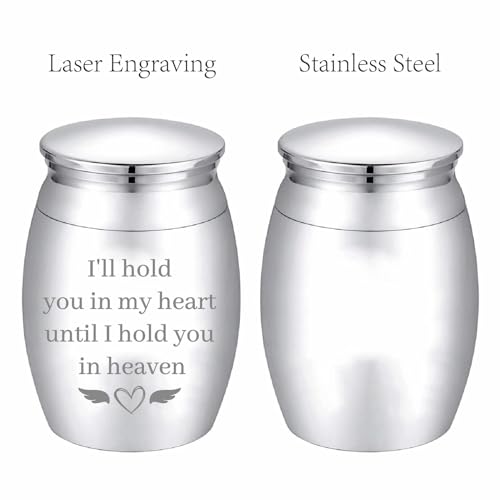 CREATCABIN Heart Wing Mini Cremation Urns Small Keepsake Urn Set Metal Sharing Funeral Urn Stainless Steel Miniature Burial Funeral Jar Memorial Ashes Holder Urns for Human Pets Silvery 1.57x1.18Inch - Image 3