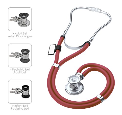 MDF Instruments MDF767 Sprague Rappaport - Estetoscopio de doble cabeza con membrana convertible adulto, pediátrica e infantil, color borgoña