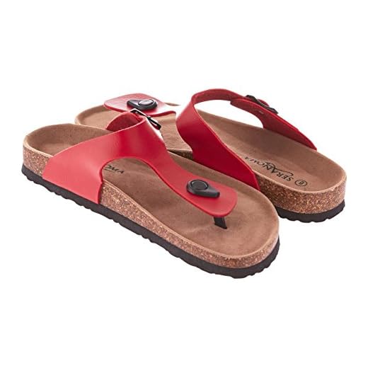 Seranoma Women's Thong Cork Sandal | Open Toe Slide | Flat Footbed