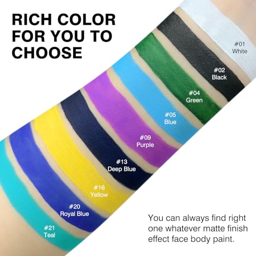 FREEORR Teal Face Body Paint Makeup 30G,Professional Stage Screen Halloween,Teal Face Body Paint Makeup for Halloween Costume Theater Dress-Up Peacock Corpse Bride Sally Sea Smurf Makeup-21