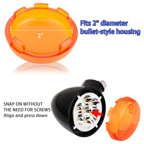 Image of Turn Signal Lens Kit,Front /Rear Bullet Turn Signal Light Replacement Covers for Harley Sportster 883 1200 /Touring Road King Electra Glide Street Glide /Softail /Dyna /V-Rod,Orange,2 PCS