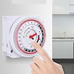 HomeVortex 24-Hour Mechanical Heater Timer Switch, 16A Programmable Central Heating Controller with Manual Override and Load Indicator for Water Heaters, Lights,
