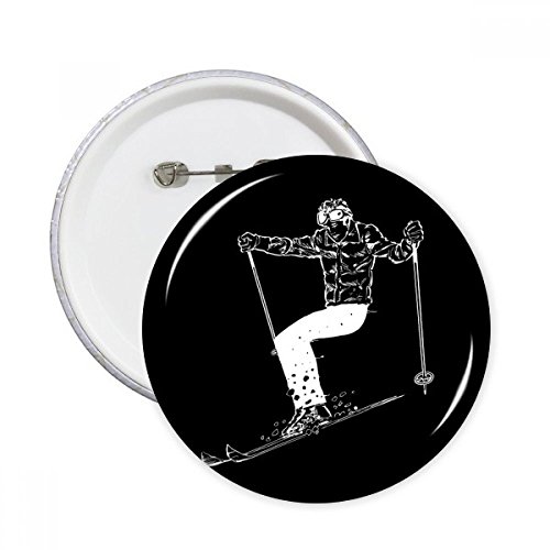 Badge bouton ski hiver noir décoration amovible pour grands manteaux