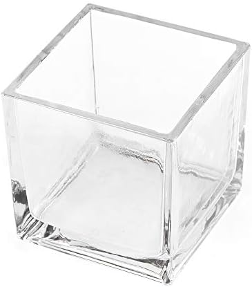 CYS Glass Cube Vase. H-4", Opening 4" x 4"