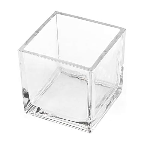 CYS EXCEL Glass Cube Vase 4"x4"x4" Cover