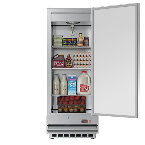 KoolMore RIR-1D-SS12C Commercial Stainless-Steel Reach-in Refrigerator with One Door Access for Restaurant, Cafe, and Cold Food Storage, Large 12 Cu. Ft. Capacity, Heavy Duty Kitchen Use, 1, Silver